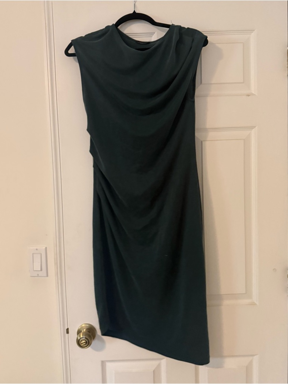 Top Shop Drape Midi Dress in Deep Green